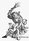 Medieval schoolboy birched on the bare buttocks