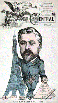 Caricature of Eiffel, published 1887 in Le Temps at the time of "The Artist's Protest"