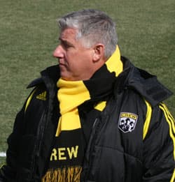Sigi Schmid (pictured here with the Columbus Crew) led the Galaxy to their first MLS Cup title in 2002