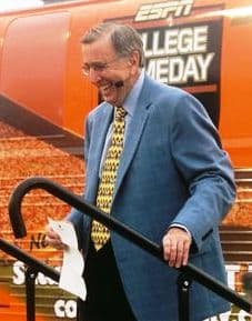 Brent Musburger departs the College GameDay bus in Austin, Texas, in 2006