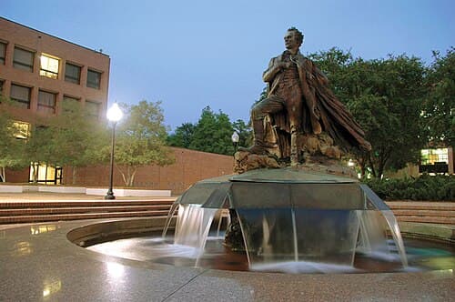 The statue of Stephen F. Austin, popularly known as "Surfin' Steve" due to its appearance of Austin riding on top of the water, is located in the middle of the campus.