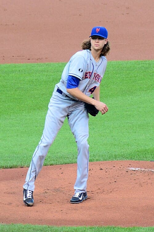 Jacob deGrom, the 2014 Rookie of the Year and 2018 and 2019 Cy Young Award Winner