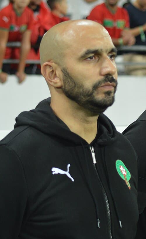 Walid Regragui, the current head coach of the Moroccan national football team.