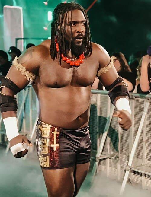 Oba Femi (pictured) vanquished Brock Lesnar in the opener.