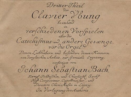 The NBA illustrates its score editions with facsimiles from manuscripts or contemporary editions: for instance NBA Series IV Volume 4 (Clavier-Übung III) contains a facsimile of the title page of the 1739 first edition of that collection.