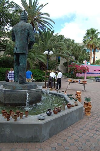 Pottery exhibit by art students in the Dr. Hector P. Garcia Plaza