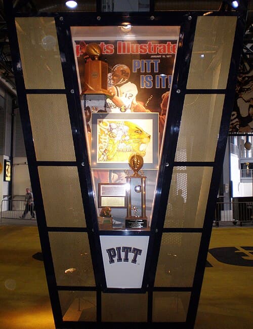 Heinz Field kiosk celebrating Pitt's 1976 National Championship