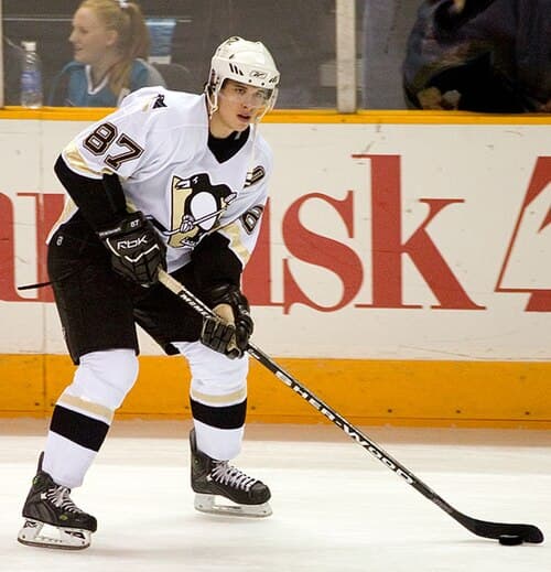 Sidney Crosby during his sophomore season with the Penguins. He was drafted first overall by the team in the 2005 draft.