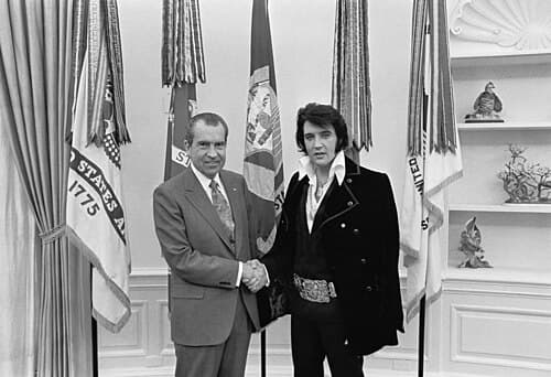 Elvis Presley with President Richard Nixon at the White House on December 21, 1970