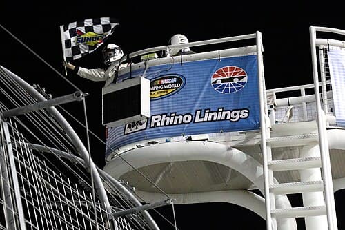 The checkered flag flies at the 2015 race