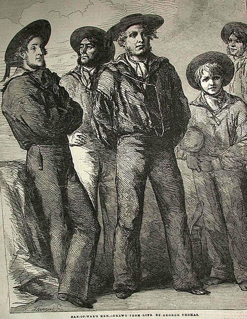 Illustration of Royal Navy sailors in uniform 1854
