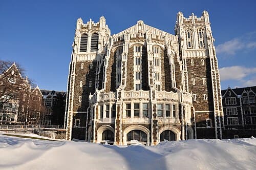 Shepard Hall, rear entrance, looking east from Convent Avenue, City College of New York, 2010