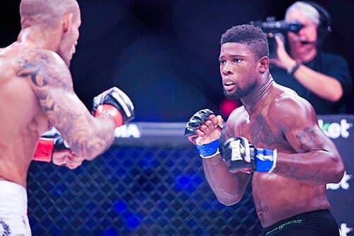 MMA rule-sets require the use of small open finger gloves (4-6 oz). This allows the fighters to use their fingers to grab and grapple the opponent.