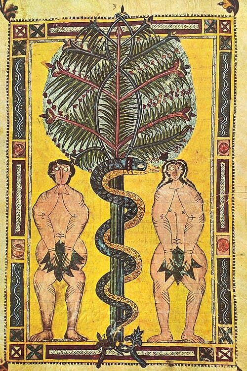 Adam and Eve in an illuminated manuscript (c. 950)