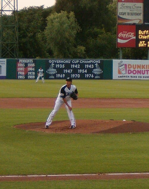 Chien-Ming Wang pitching for the Chiefs, July 2011