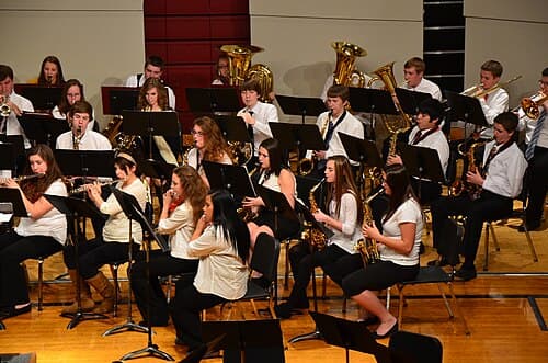 A high school concert band—BHS Band in performance, 2013