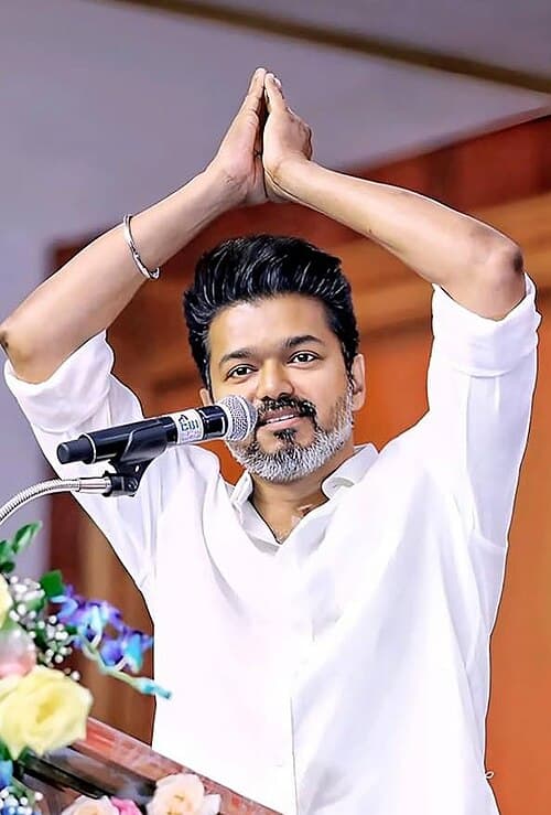 Vijay addressing students at an event in July 2024