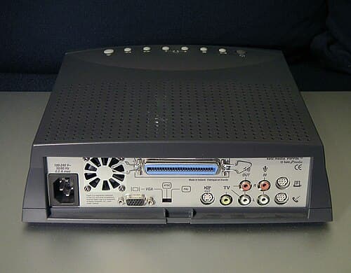 The rear of the Katz Media KMP 2000 has a unique external SCSI interface.