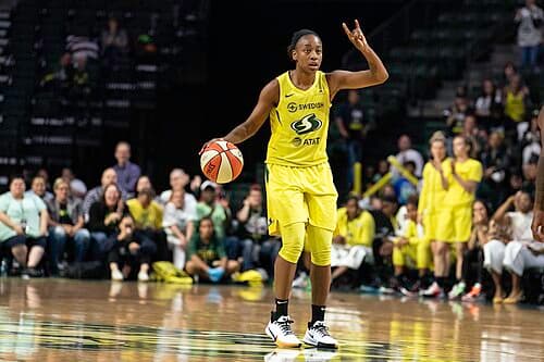 Seattle Storm player Jewell Loyd during a game against the Minnesota Lynx