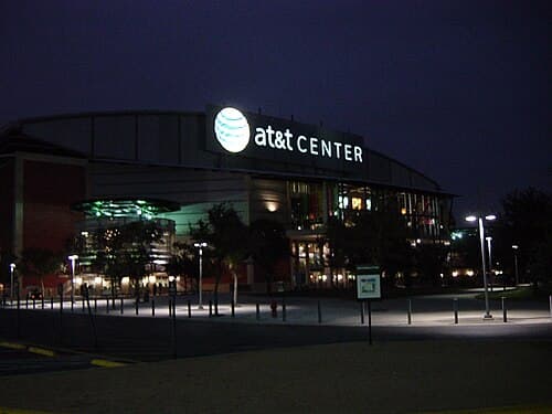 Frost Bank Center (then-AT&T Center), the home of the Spurs, at night in 2006