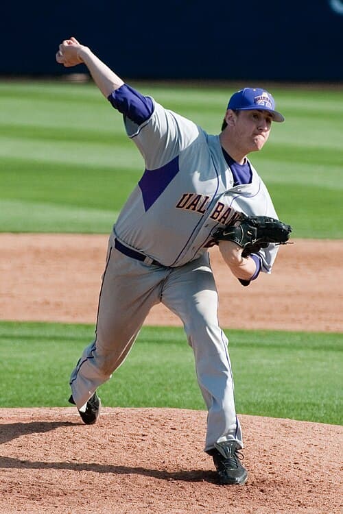 A Great Danes pitcher at George C. Page Stadium in 2010
