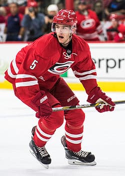 The Hurricanes drafted Noah Hanifin 5th overall in the 2015 NHL entry draft.