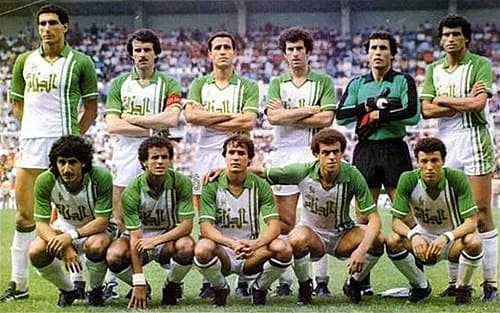 Algeria's squad against Austria during the 1982 FIFA World Cup