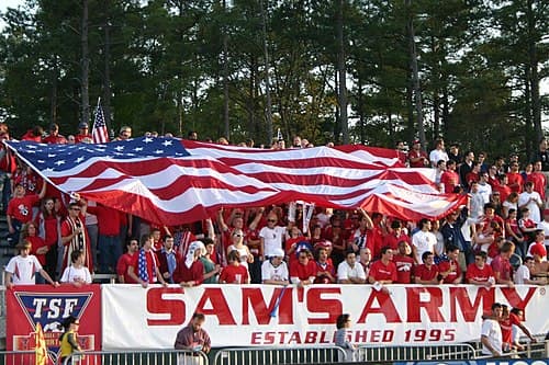 Sam's Army at a U.S. vs Jamaica match