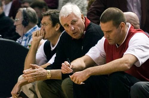 Bob Knight (middle) with Pat Knight (right)