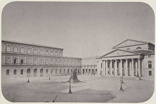 Munich Hofoper (right), photographed in 1860