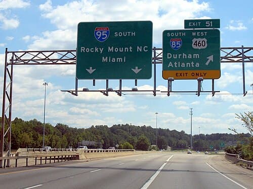 I-85's terminus at I-95 near Petersburg