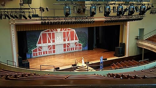 The stage at Ryman Auditorium where many legendary artists have performed