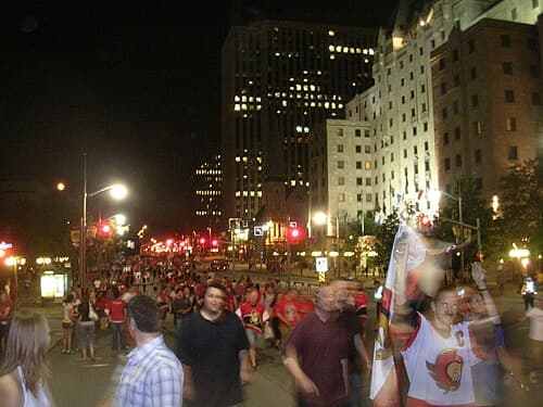 Sens Mile on Elgin Street during the 2007 Stanley Cup playoffs