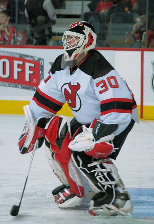 Martin Brodeur led the Devils to three Stanley Cup championships, and is the NHL's all-time leader in goaltender wins, shutouts, and goals by a goaltender.[79]