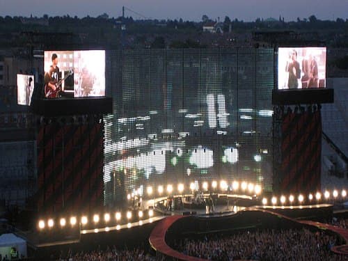 U2 performs "City of Blinding Lights" in their home town of Dublin in June 2005.