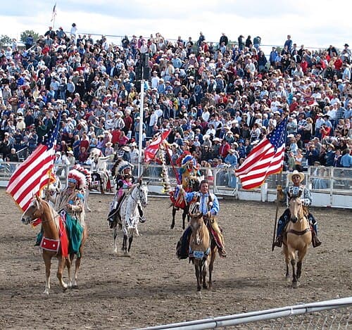 Grand Entry at the Pendleton Round-Up in Pendleton in northeast Oregon, September 2004
