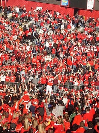 Rutgers Scarlet Knights fullback No. 23 Brian Leonard (class of 2007) pumping up the crowd at Senior Day events during the Rutgers vs. Syracuse football game, November 25, 2006