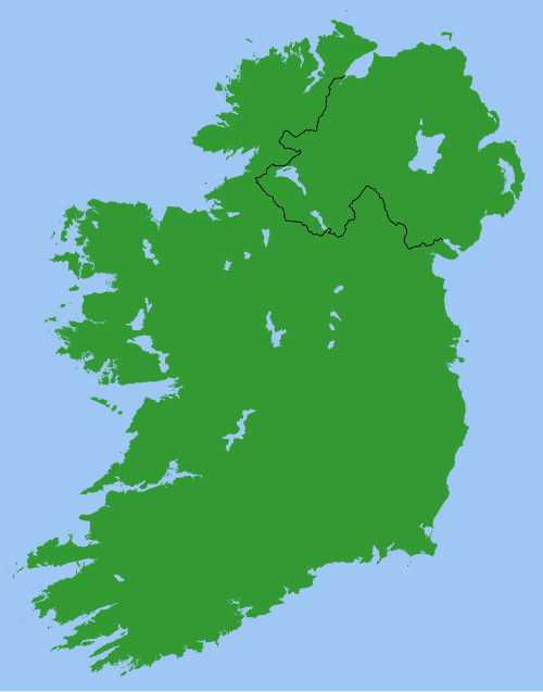 A map of Ireland showing the border between Northern Ireland and the Irish Free State