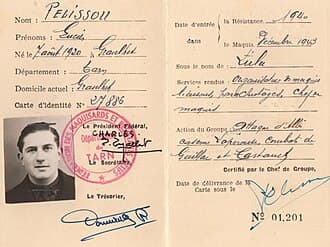 Identity document of French Resistance fighter Lucien Pélissou