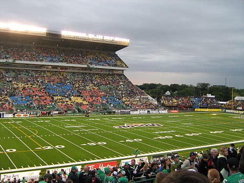 Now-defunct Mosaic Stadium at Taylor Field prior to a CFL match.
