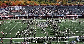 Minuteman Marching Band during a pre-game show.