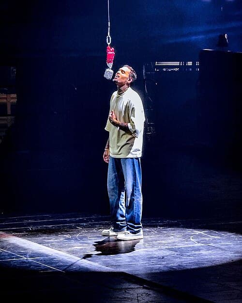 Brown performing during his 11:11 tour in 2024