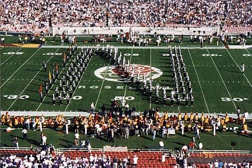 Northwestern's Marching Band performing at the 1996 Rose Bowl