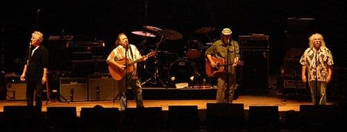 Crosby, Stills, Nash & Young perform at the PNC Bank Arts Center in 2006. (From L to R: Nash, Stills, Young, and Crosby)