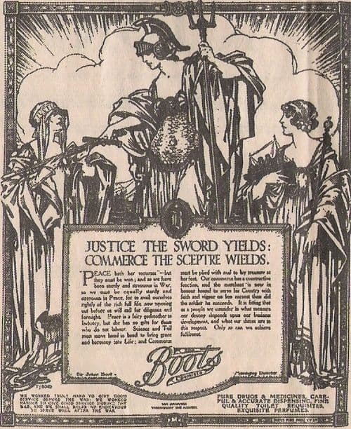 An advertisement for Boots from 1911