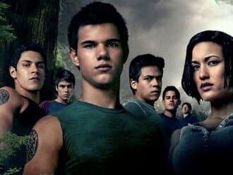 The werewolf pack in The Twilight Saga: Eclipse. From left to right: Paul, Embry, Jacob, Sam, Jared, Quil, and Leah.