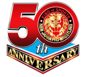 NJPW 50th Anniversary logo, introduced in late 2021 to celebrate the milestone