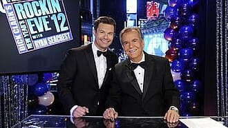 Seacrest (left) and Clark on the set of New Year's Rockin' Eve 2012. The 2012 edition marked Dick Clark's final appearance on the program before his death on April 18, 2012.