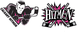 The original logo of the Hitmen (left) and the alternate they chose to use in their first season (right) after the original was deemed controversial