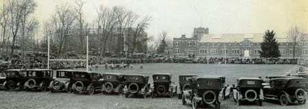 The football team plays on Gardner Dow Athletic Fields in 1920.